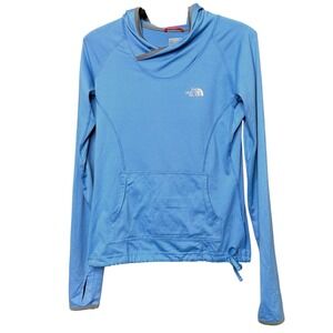 The North Face Womens Pullover Hoodie Thumbhole Drawstring Blue Small P Athletic
